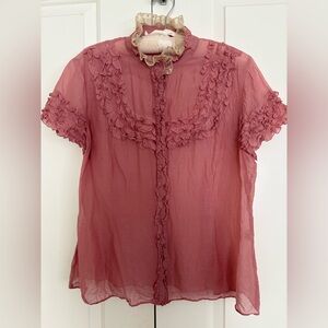 Ruffled Sheer Pink Blouse